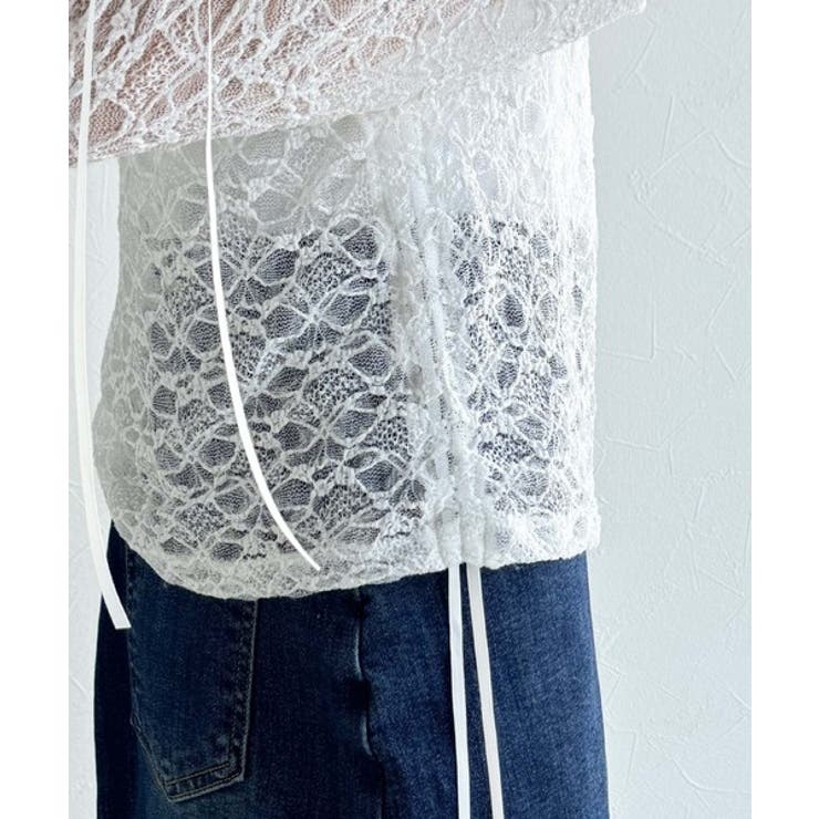 着るだけでおしゃれ度UP！シアージャガード総レースサイドサテンリボントップス | Classical Elf  | 詳細画像31 