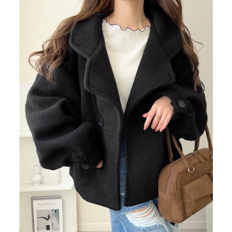 コクーンで魅せる。ウールライクリングニットスタンドカラーコート