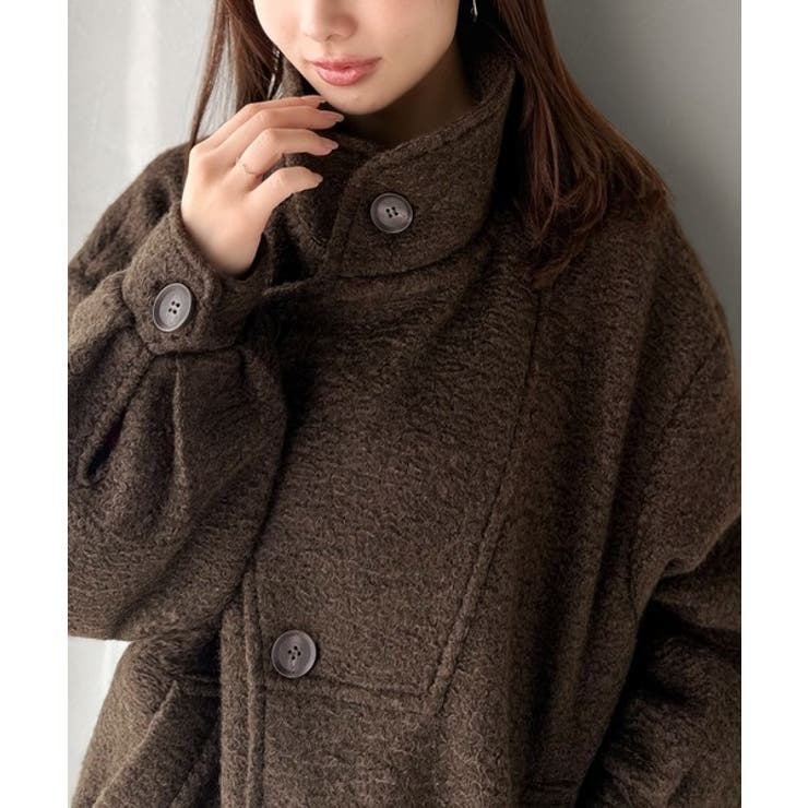 コクーンで魅せる。ウールライクリングニットスタンドカラーコート