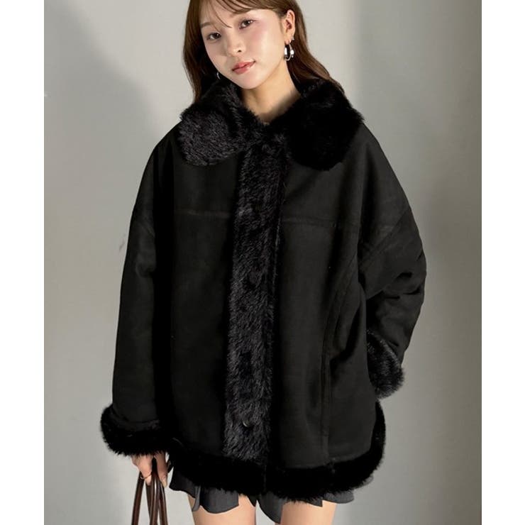 【mily bilet】甘さと気品で冬を楽しむ。ファー切り替えスウェードライクコ… | Classical Elf  | 詳細画像13 