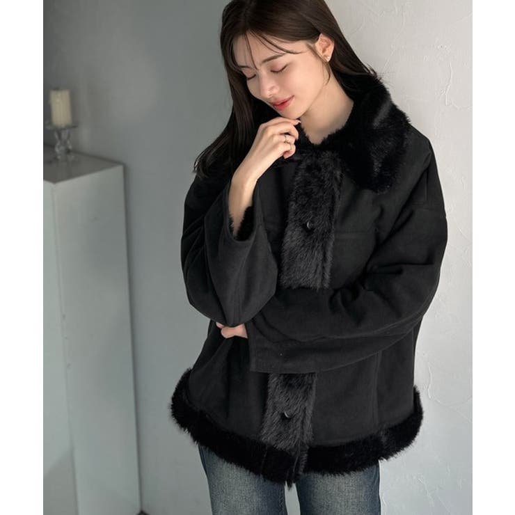 【mily bilet】甘さと気品で冬を楽しむ。ファー切り替えスウェードライクコ… | Classical Elf  | 詳細画像14 