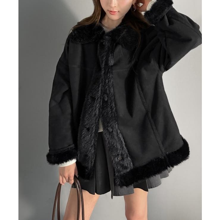 【mily bilet】甘さと気品で冬を楽しむ。ファー切り替えスウェードライクコ… | Classical Elf  | 詳細画像15 