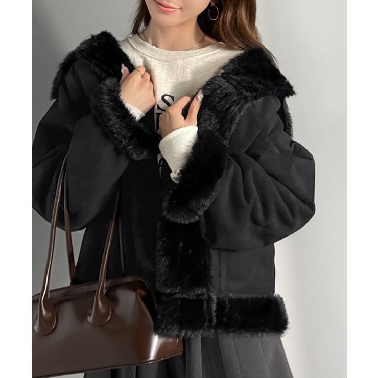 【mily bilet】甘さと気品で冬を楽しむ。ファー切り替えスウェードライクコ… | Classical Elf  | 詳細画像16 