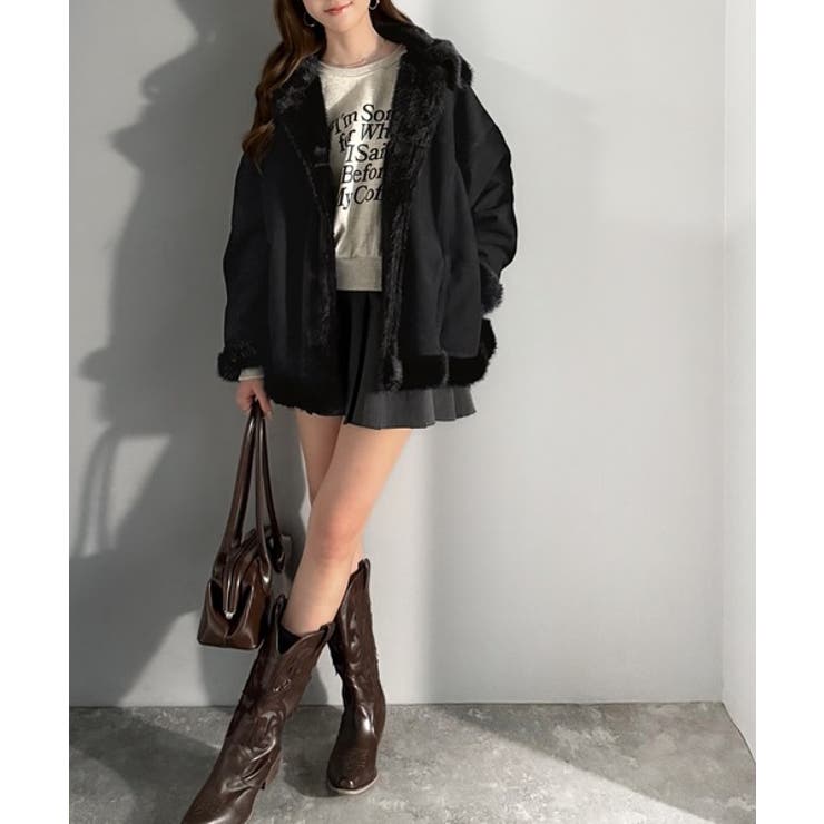 【mily bilet】甘さと気品で冬を楽しむ。ファー切り替えスウェードライクコ… | Classical Elf  | 詳細画像18 