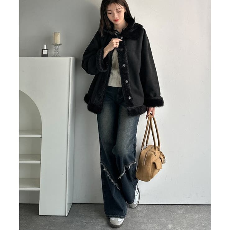 【mily bilet】甘さと気品で冬を楽しむ。ファー切り替えスウェードライクコ… | Classical Elf  | 詳細画像21 