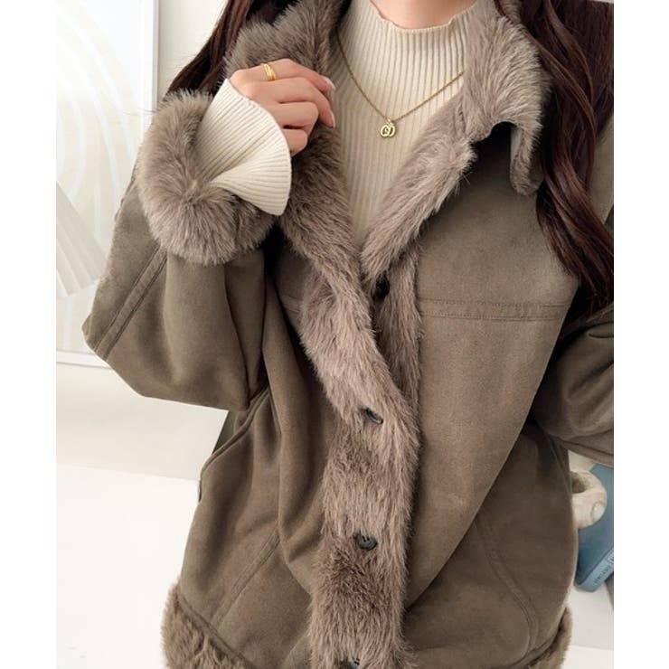 【mily bilet】甘さと気品で冬を楽しむ。ファー切り替えスウェードライクコ… | Classical Elf  | 詳細画像23 