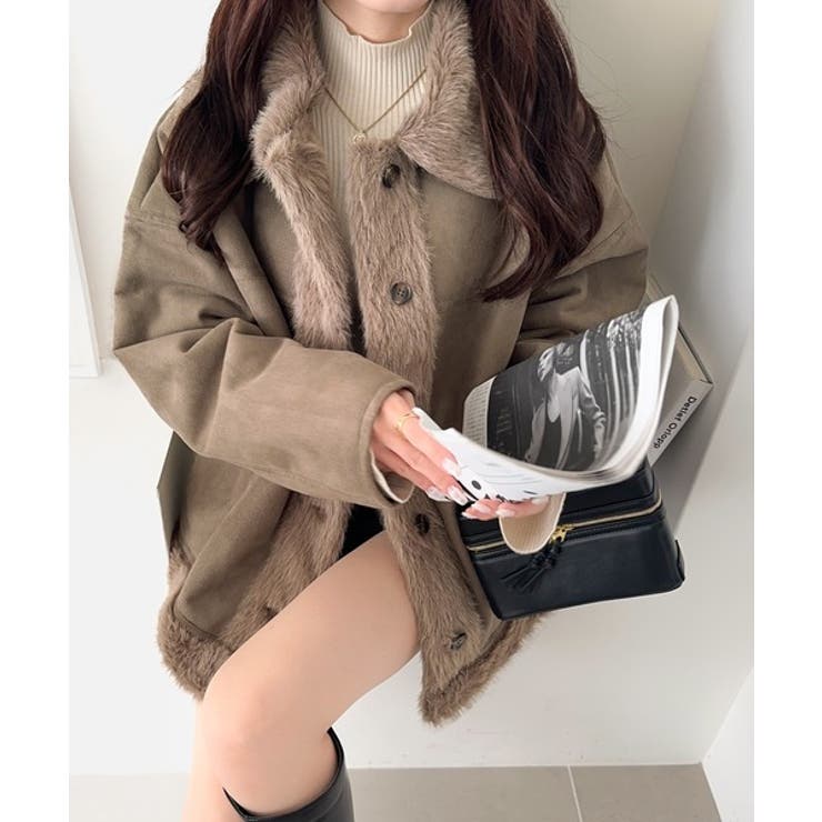 【mily bilet】甘さと気品で冬を楽しむ。ファー切り替えスウェードライクコ… | Classical Elf  | 詳細画像25 