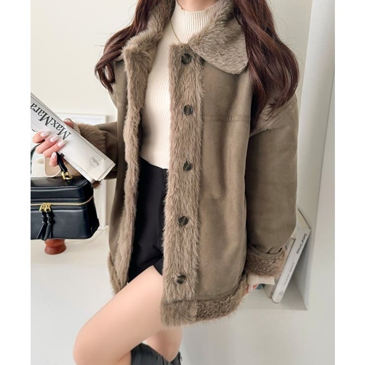 【mily bilet】甘さと気品で冬を楽しむ。ファー切り替えスウェードライクコ… | Classical Elf  | 詳細画像29 