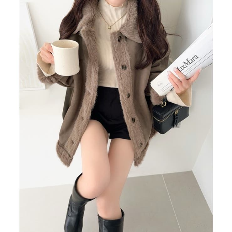 【mily bilet】甘さと気品で冬を楽しむ。ファー切り替えスウェードライクコ… | Classical Elf  | 詳細画像30 