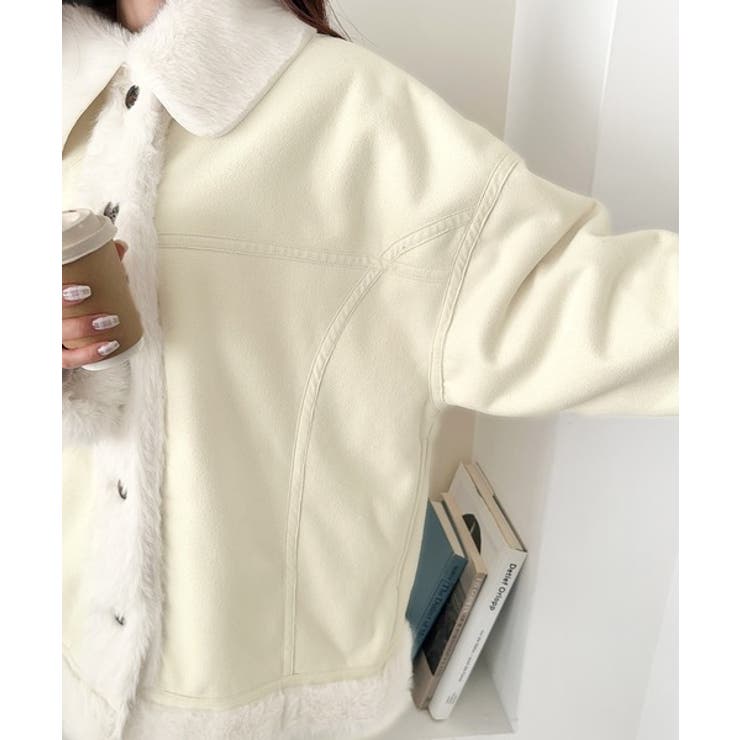 【mily bilet】甘さと気品で冬を楽しむ。ファー切り替えスウェードライクコ… | Classical Elf  | 詳細画像33 