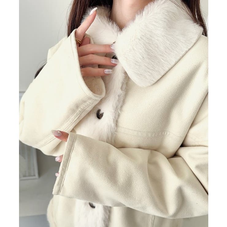 【mily bilet】甘さと気品で冬を楽しむ。ファー切り替えスウェードライクコ… | Classical Elf  | 詳細画像2 