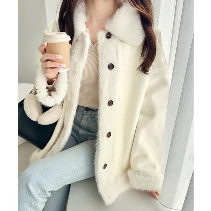 【mily bilet】甘さと気品で冬を楽しむ。ファー切り替えスウェードライクコ… | Classical Elf  | 詳細画像6 