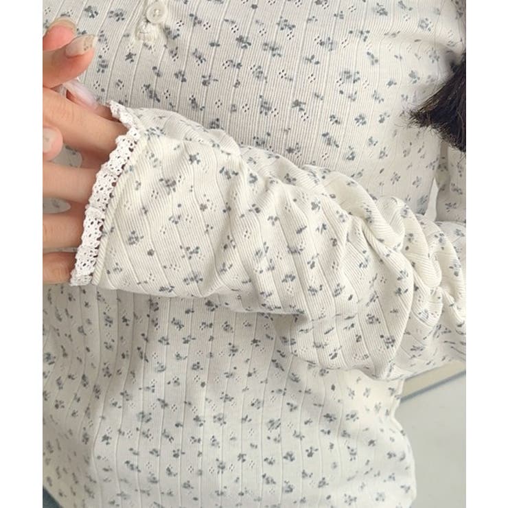 【mily bilet】華やかさと可愛さを1枚で。花柄レース使い袖ギャザーヘンリ… | Classical Elf  | 詳細画像36 