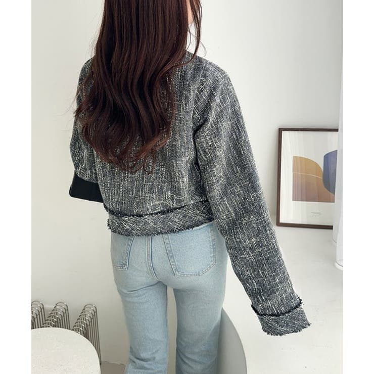 きらめく魔法に甘さを添えて♪リボンブローチ使い長袖ラメ入りツイードジャケット | Classical Elf  | 詳細画像21 