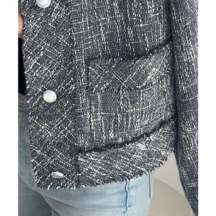 きらめく魔法に甘さを添えて♪リボンブローチ使い長袖ラメ入りツイードジャケット | Classical Elf  | 詳細画像27 