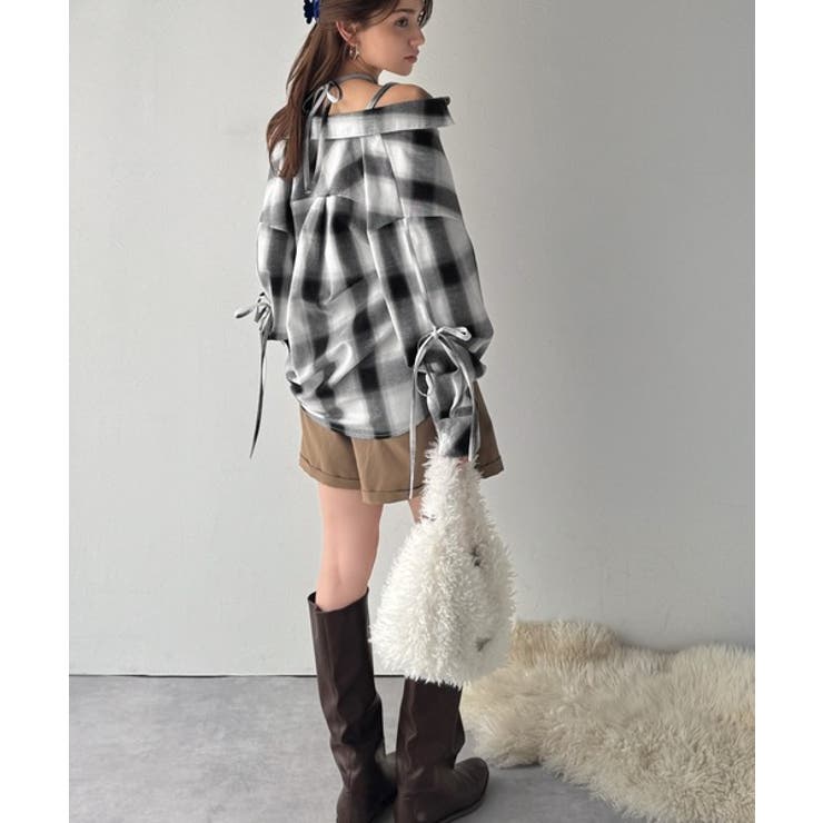 【mily bilet】アレンジ自在！2wayオフショルチェック柄襟シャツ（長袖… | Classical Elf  | 詳細画像6 