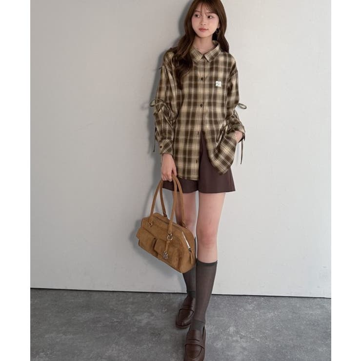 【mily bilet】アレンジ自在！2wayオフショルチェック柄襟シャツ（長袖… | Classical Elf  | 詳細画像12 