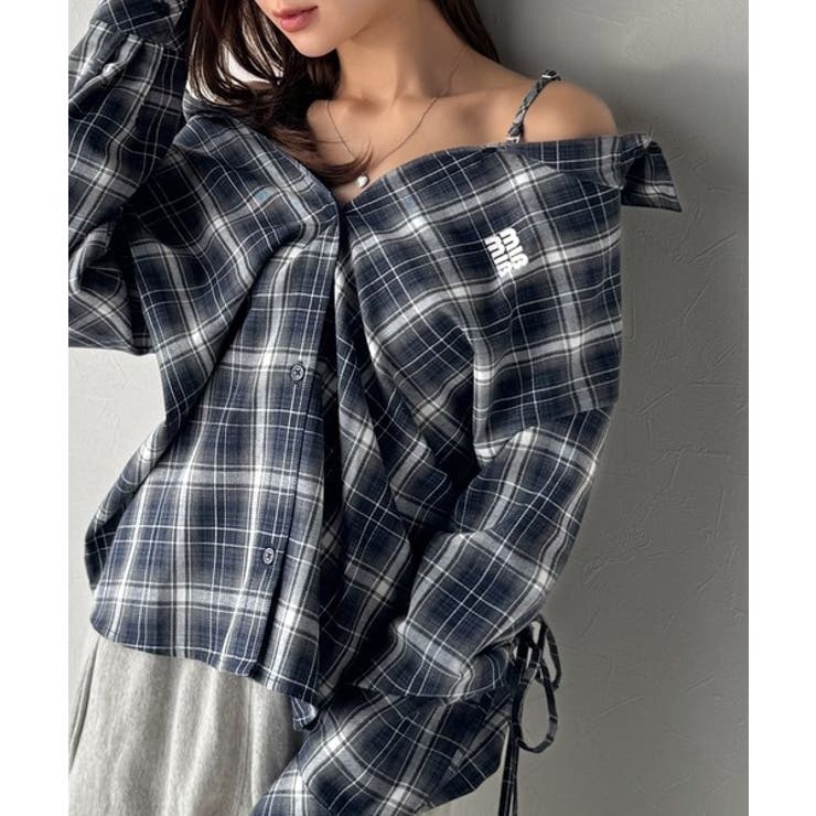 【mily bilet】アレンジ自在！2wayオフショルチェック柄襟シャツ（長袖… | Classical Elf  | 詳細画像13 