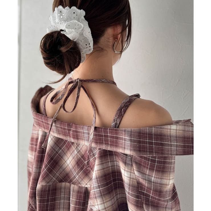 【mily bilet】アレンジ自在！2wayオフショルチェック柄襟シャツ（長袖… | Classical Elf  | 詳細画像22 