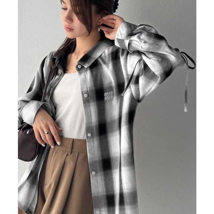 【mily bilet】アレンジ自在！2wayオフショルチェック柄襟シャツ（長袖… | Classical Elf  | 詳細画像2 
