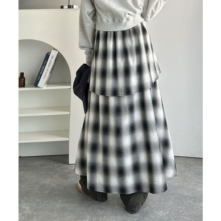 旬のレイヤード風スタイルが楽しめる！シャツ巻き風チェック柄スカート | Classical Elf  | 詳細画像10 