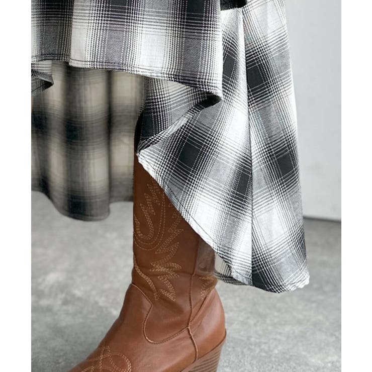 旬のレイヤード風スタイルが楽しめる！シャツ巻き風チェック柄スカート | Classical Elf  | 詳細画像22 