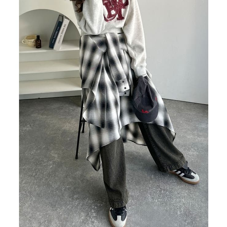 旬のレイヤード風スタイルが楽しめる！シャツ巻き風チェック柄スカート | Classical Elf  | 詳細画像6 