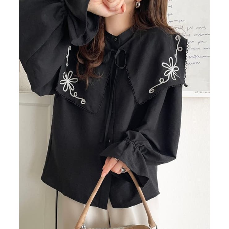 【mily bilet】クラシカルさとモダンさを両立。花刺繍ケープブラウス | Classical Elf  | 詳細画像14 