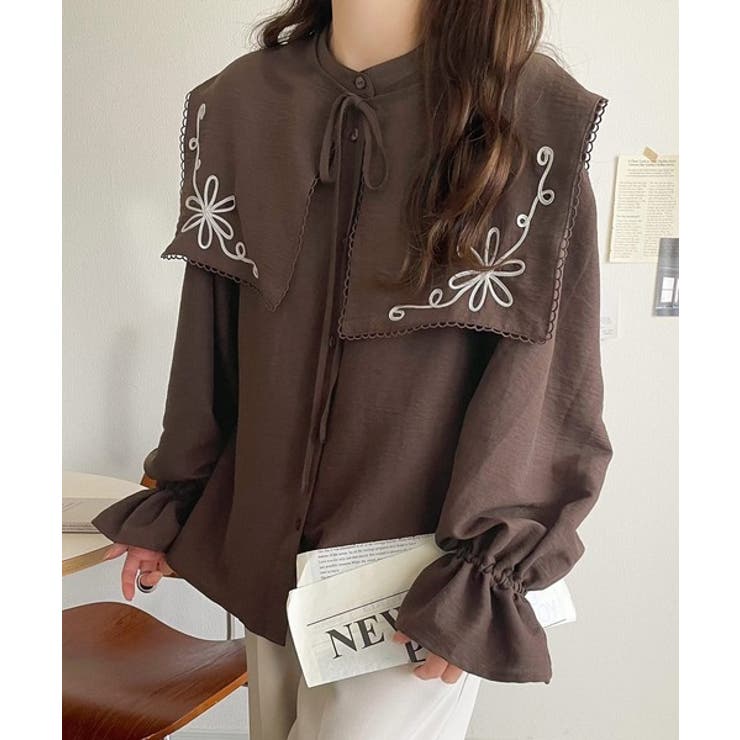 【mily bilet】クラシカルさとモダンさを両立。花刺繍ケープブラウス | Classical Elf  | 詳細画像26 