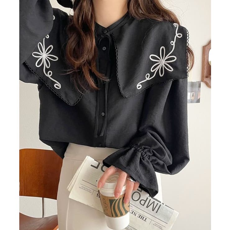 【mily bilet】クラシカルさとモダンさを両立。花刺繍ケープブラウス | Classical Elf  | 詳細画像30 