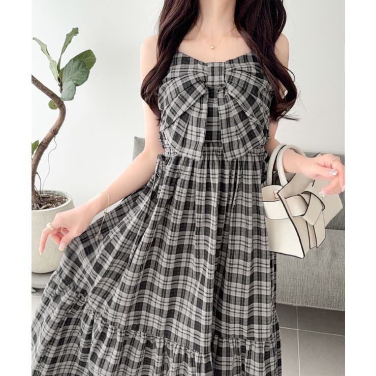 【mily bilet】春夏に映える♪ビッグリボンチェック柄ティアードワンピース… | Classical Elf  | 詳細画像11 