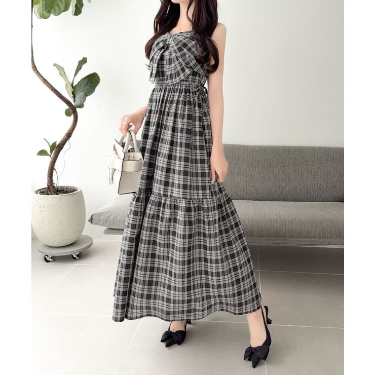 【mily bilet】春夏に映える♪ビッグリボンチェック柄ティアードワンピース… | Classical Elf  | 詳細画像13 