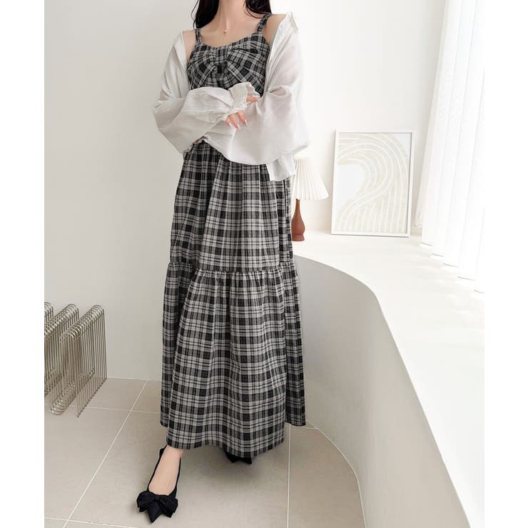 【mily bilet】春夏に映える♪ビッグリボンチェック柄ティアードワンピース… | Classical Elf  | 詳細画像14 