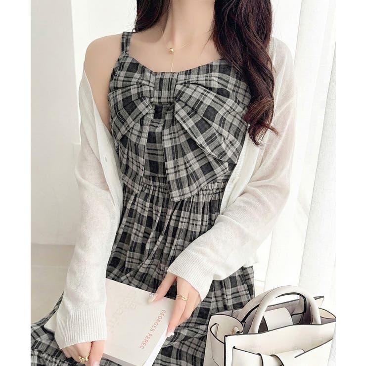 ブラックチェック | 【mily bilet】春夏に映える♪ビッグリボンチェック柄ティアードワンピース… | Classical Elf 