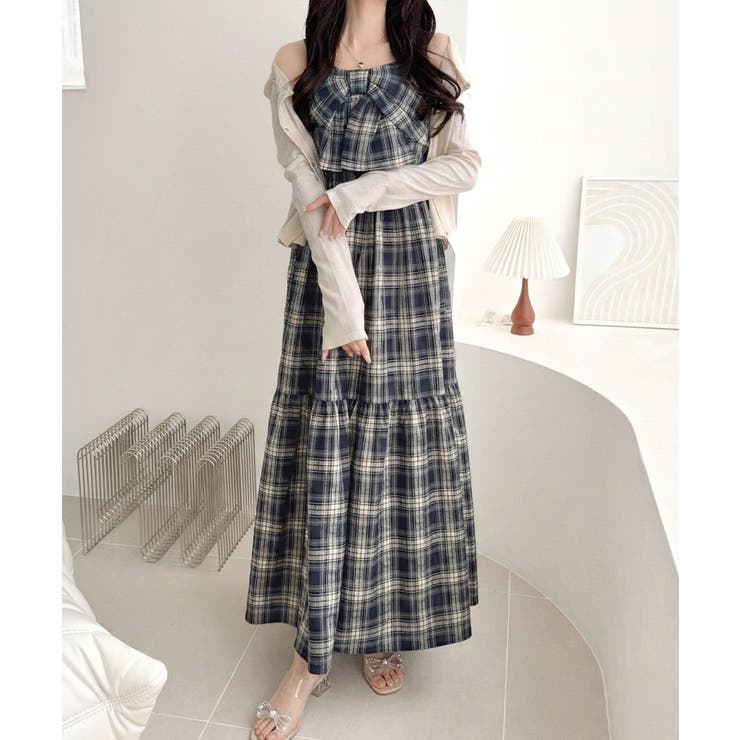 【mily bilet】春夏に映える♪ビッグリボンチェック柄ティアードワンピース… | Classical Elf  | 詳細画像17 