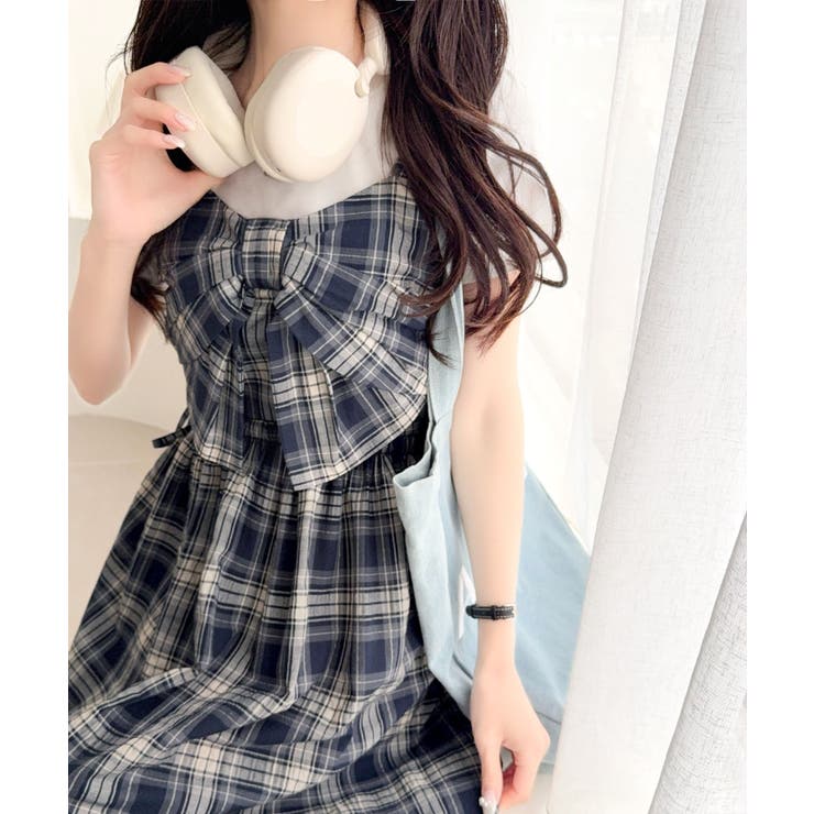 【mily bilet】春夏に映える♪ビッグリボンチェック柄ティアードワンピース… | Classical Elf  | 詳細画像22 