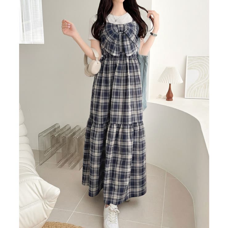 【mily bilet】春夏に映える♪ビッグリボンチェック柄ティアードワンピース… | Classical Elf  | 詳細画像23 