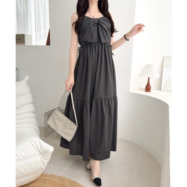 【mily bilet】春夏に映える♪ビッグリボンチェック柄ティアードワンピース… | Classical Elf  | 詳細画像6 