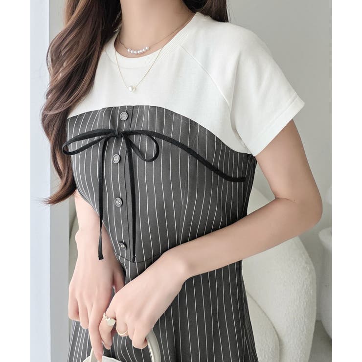 オフホワイト | 【mily bilet】こなれ感抜群の最旬レイヤード。Tシャツレイヤード風 スト… | Classical Elf 