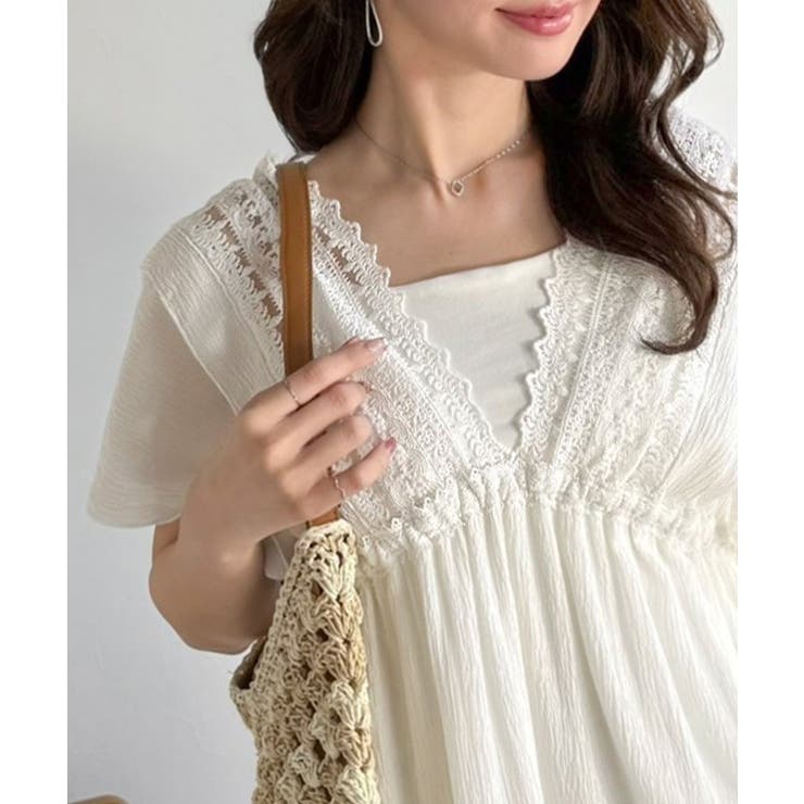 オフホワイト | 【mily bilet】甘さを抑えて上品に華やぐ。ナチュラルムードな レース使い… | Classical Elf 