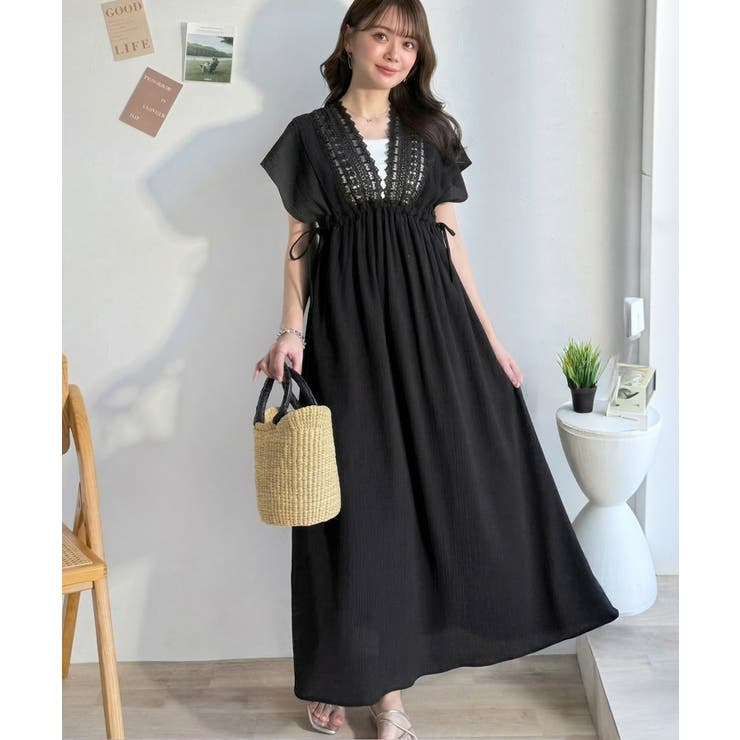 ブラック | 【mily bilet】甘さを抑えて上品に華やぐ。ナチュラルムードな レース使い… | Classical Elf 