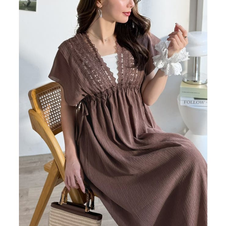 ブラウン | 【mily bilet】甘さを抑えて上品に華やぐ。ナチュラルムードな レース使い… | Classical Elf 