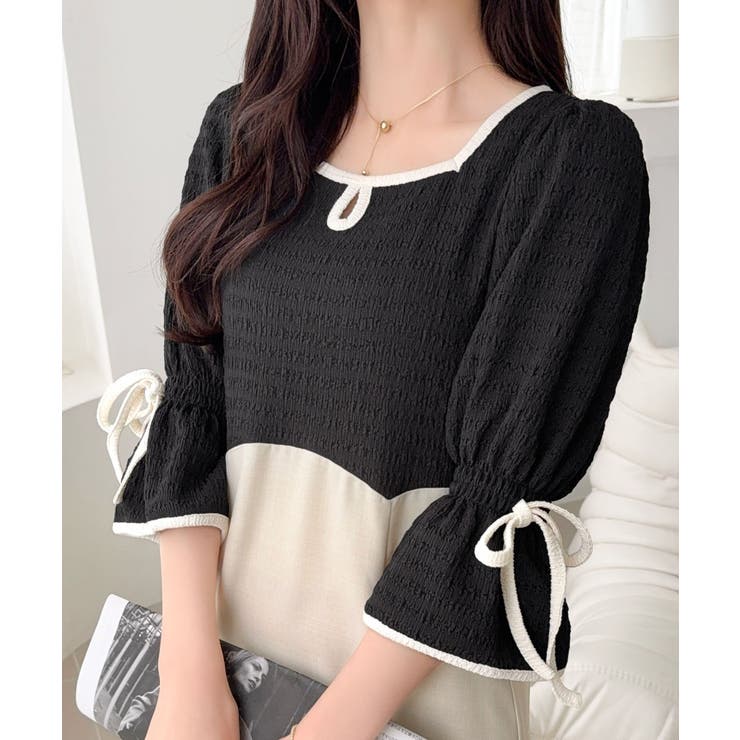 【mily bilet】さりげないスリットにきゅん♪袖リボン付き配色パイピング異… | Classical Elf  | 詳細画像8 