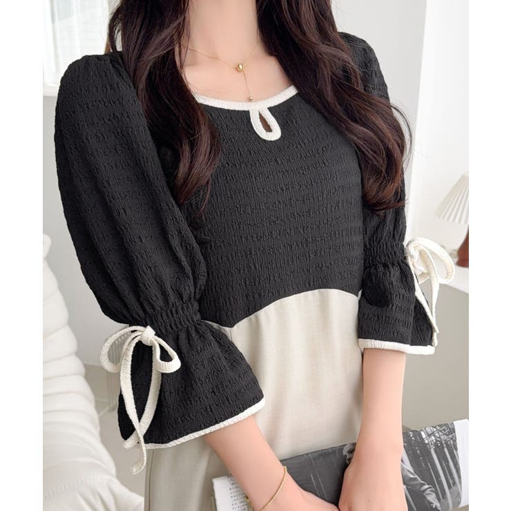 【mily bilet】さりげないスリットにきゅん♪袖リボン付き配色パイピング異… | Classical Elf  | 詳細画像13 