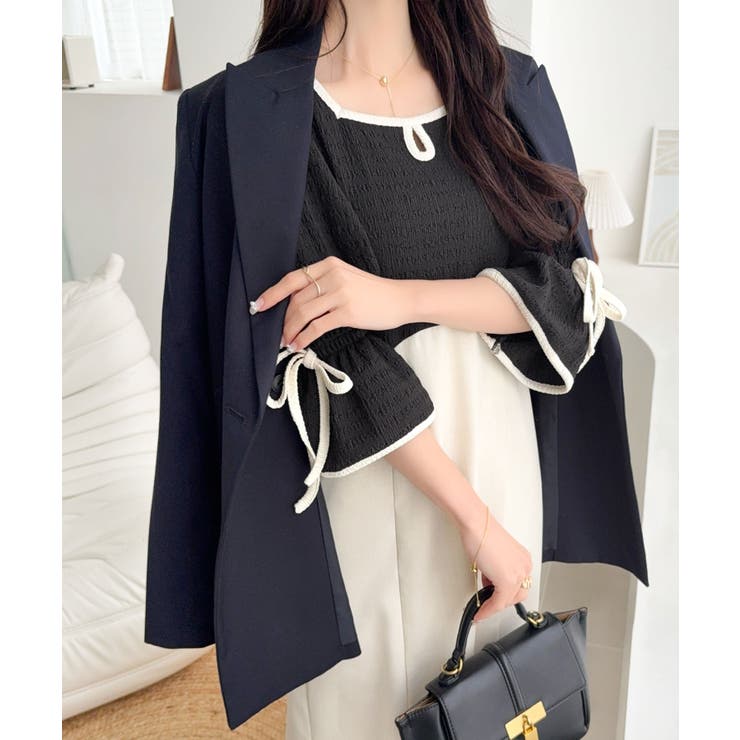 【mily bilet】さりげないスリットにきゅん♪袖リボン付き配色パイピング異… | Classical Elf  | 詳細画像14 