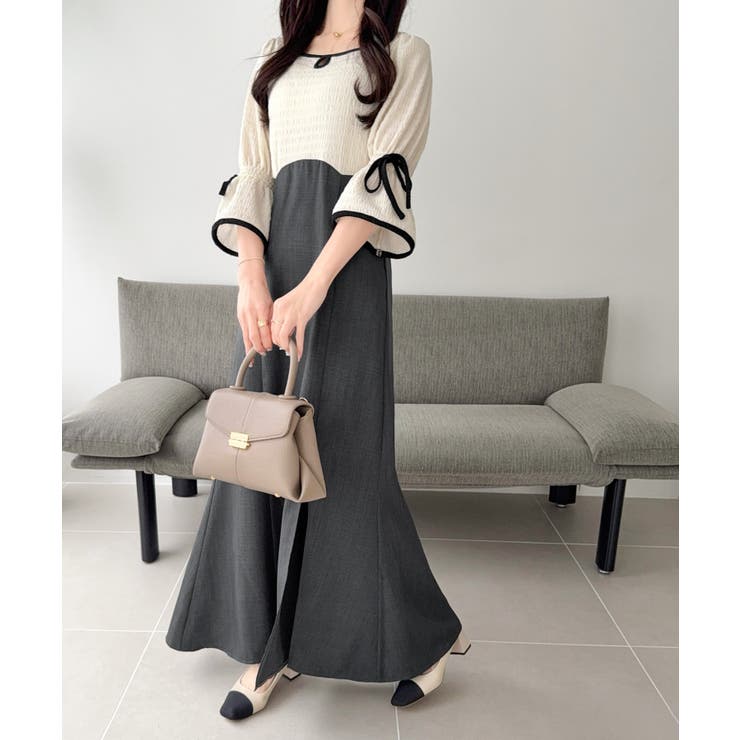 【mily bilet】さりげないスリットにきゅん♪袖リボン付き配色パイピング異… | Classical Elf  | 詳細画像5 