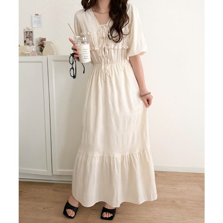 【mily bilet】1枚で華やぐ♪揺れ感シアーフリルリボンプリーツロングワン… | Classical Elf  | 詳細画像6 