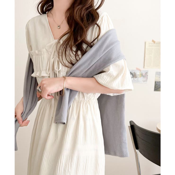 【mily bilet】1枚で華やぐ♪揺れ感シアーフリルリボンプリーツロングワン… | Classical Elf  | 詳細画像9 