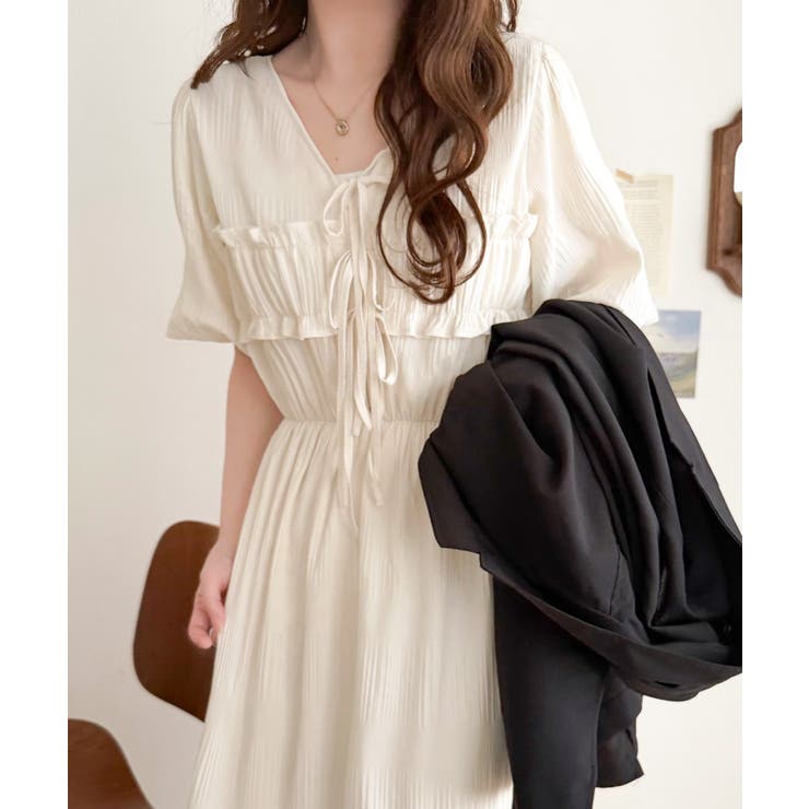 【mily bilet】1枚で華やぐ♪揺れ感シアーフリルリボンプリーツロングワン… | Classical Elf  | 詳細画像10 