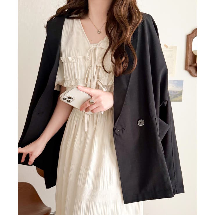 【mily bilet】1枚で華やぐ♪揺れ感シアーフリルリボンプリーツロングワン… | Classical Elf  | 詳細画像11 